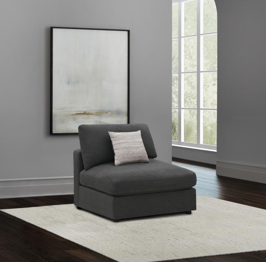 Serene Upholstered Armless Chair Charcoal - 551324