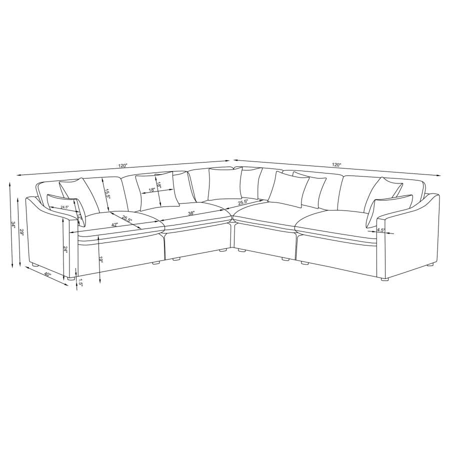 Hobson 5-piece Upholstered Modular Sectional Sofa Charcoal - 551455-SETA