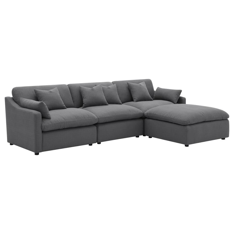 Hobson 4-piece Upholstered Modular Sectional Sofa Charcoal - 551455-SETB