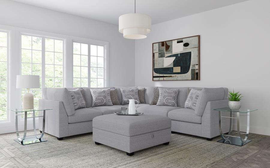 Cambria 6-piece Upholstered Modular Sectional Sofa Grey - 551511-S6B