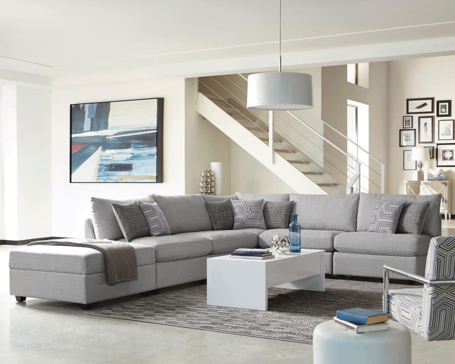 Cambria Square Upholstered Storage Ottoman Grey - 551513