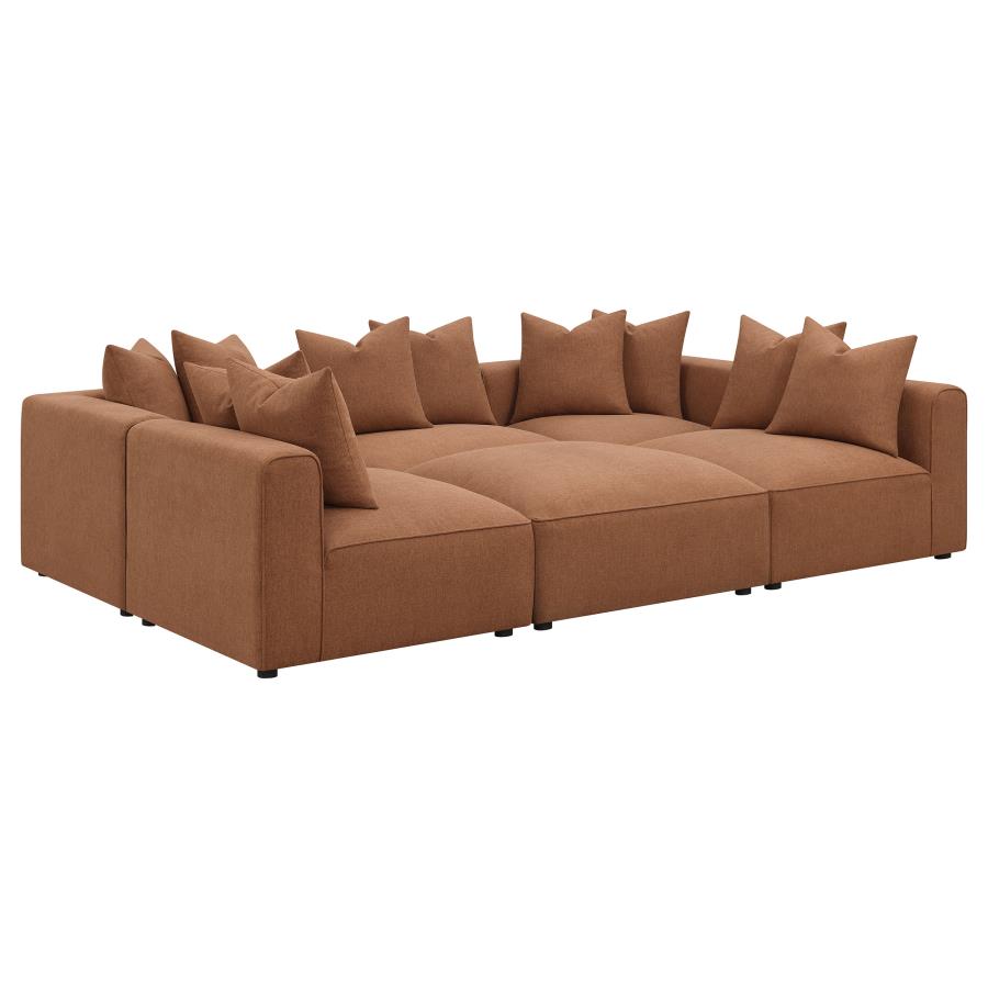 Jennifer 6-piece Upholstered Modular Sectional Terracotta - 551591-SET