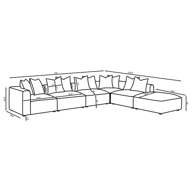 Jennifer 6-piece Upholstered Modular Sectional Grey - 551594-SET