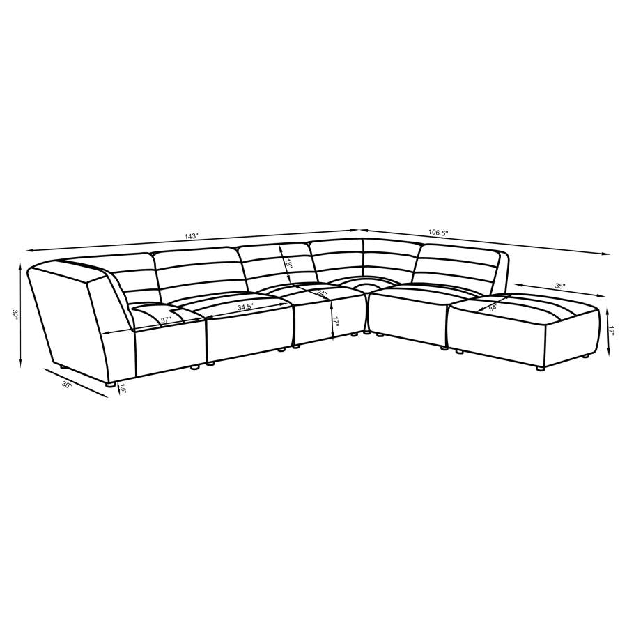 Sunny 6-piece Upholstered Modular Sectional Sofa Natural - 551621-SET