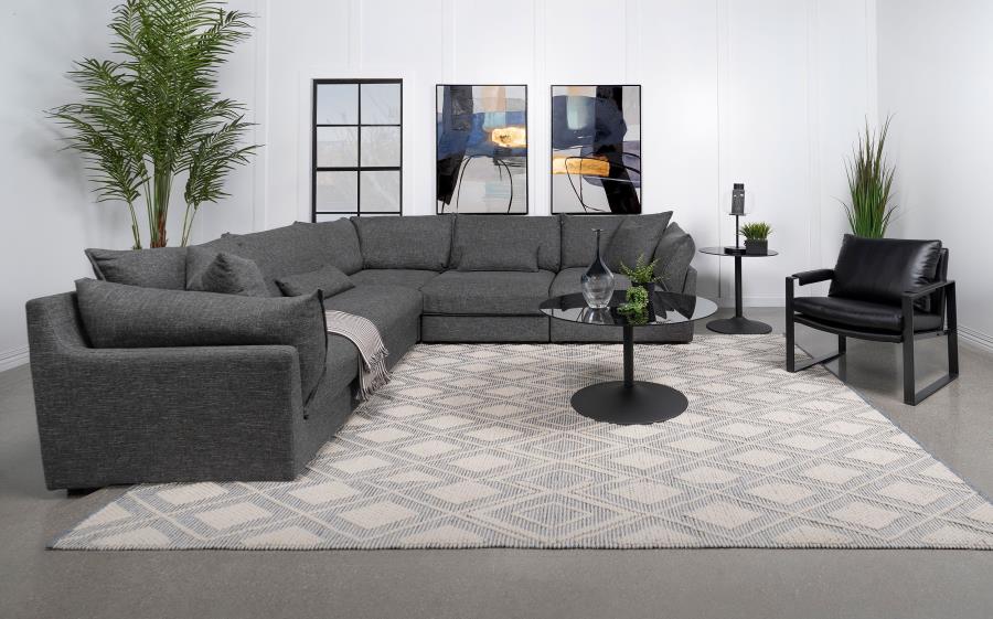 Sasha 5-piece Upholstered Modular Sectional Barely Black - 551681-SETA
