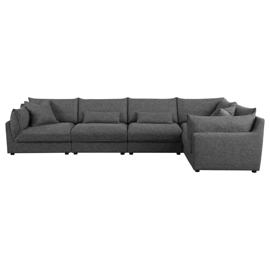 Sasha 5-piece Upholstered Modular Sectional Barely Black - 551681-SETA
