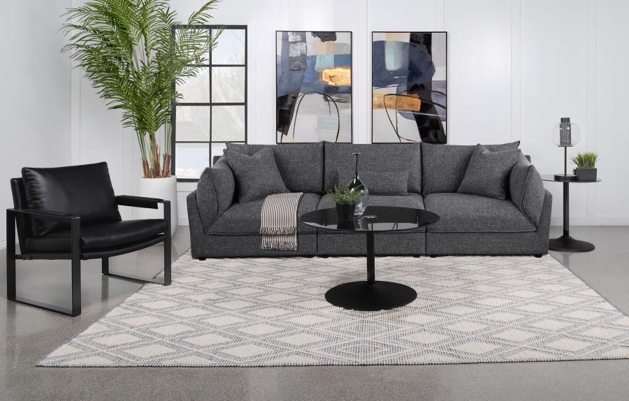 Sasha 3-Piece Upholstered Sofa Barely Black - 551681-SETB