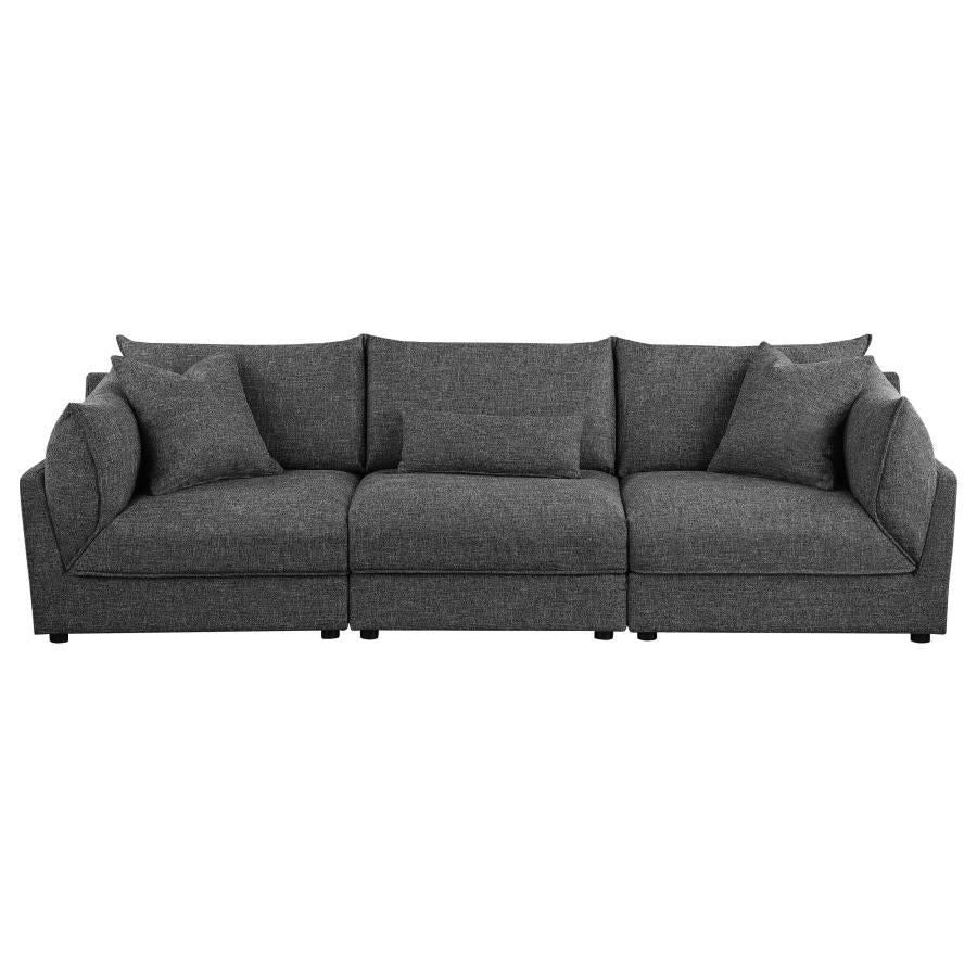 Sasha 3-Piece Upholstered Sofa Barely Black - 551681-SETB
