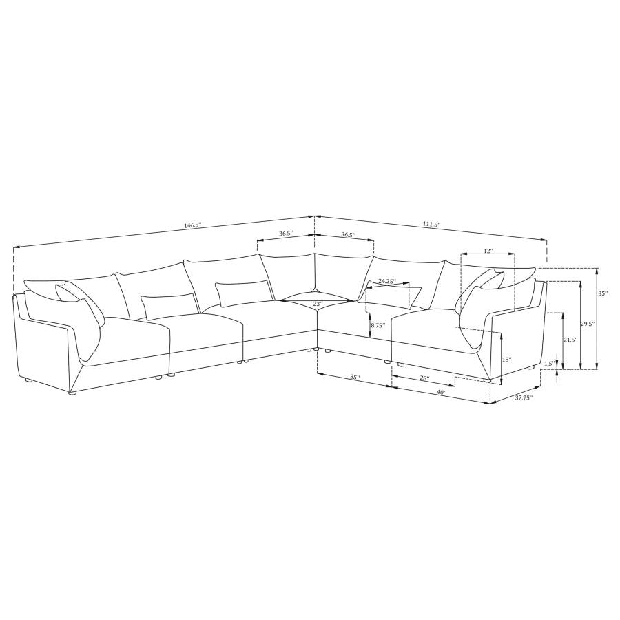 Sasha 6-Piece Upholstered Modular Sectional Barely Black - 551681-SET