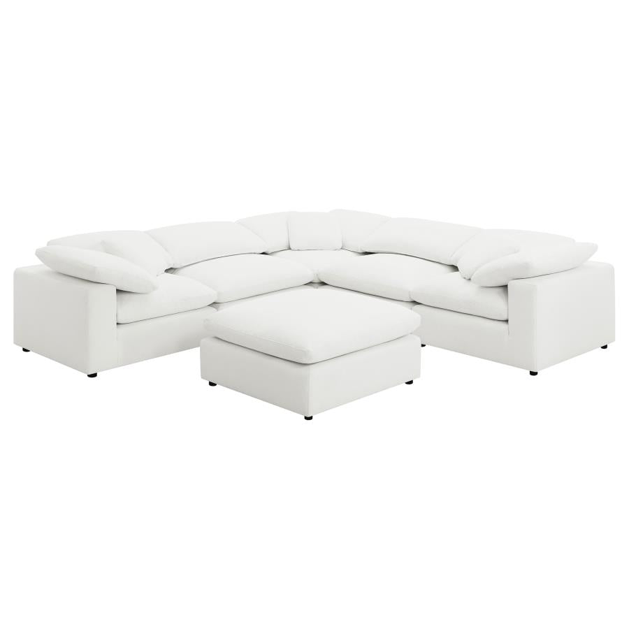 Raleigh 6-piece Boucle Upholstered Modular Sectional Ivory - 551751-SETA