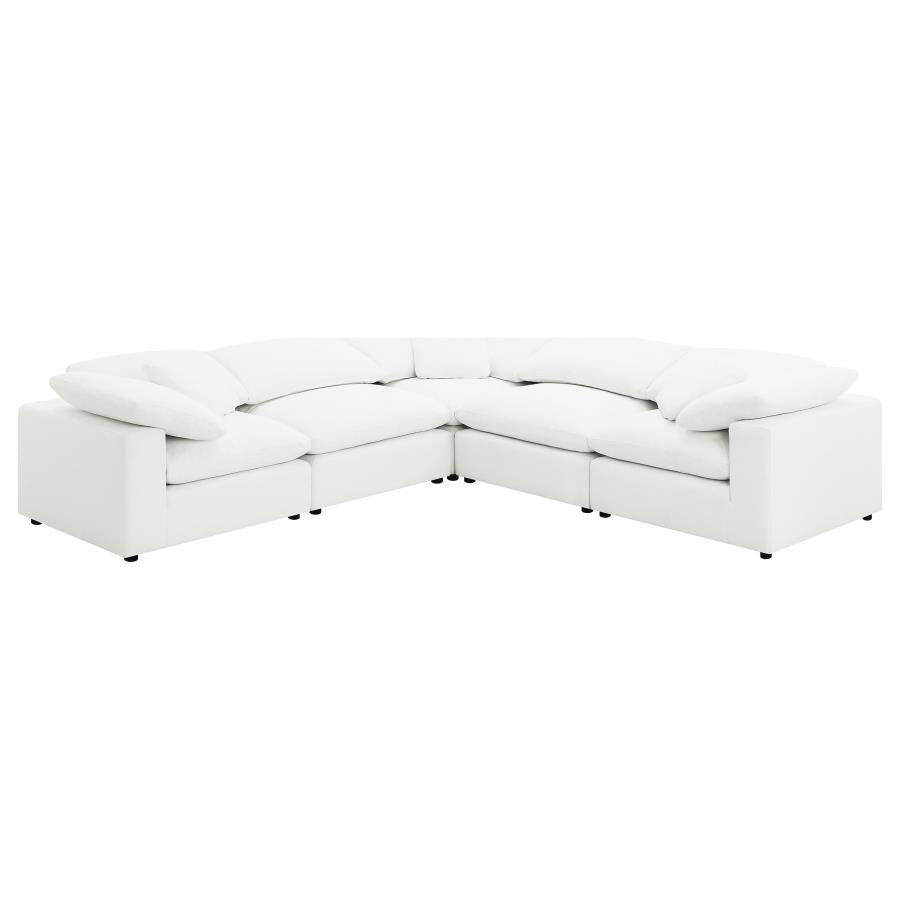 Raleigh 5-piece Boucle Upholstered Modular Sectional Ivory - 551751-SETB