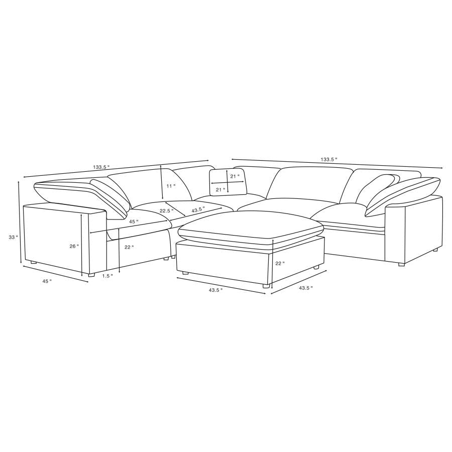 Raleigh 6-piece Boucle Upholstered Modular Sectional Grey - 551754-SETA