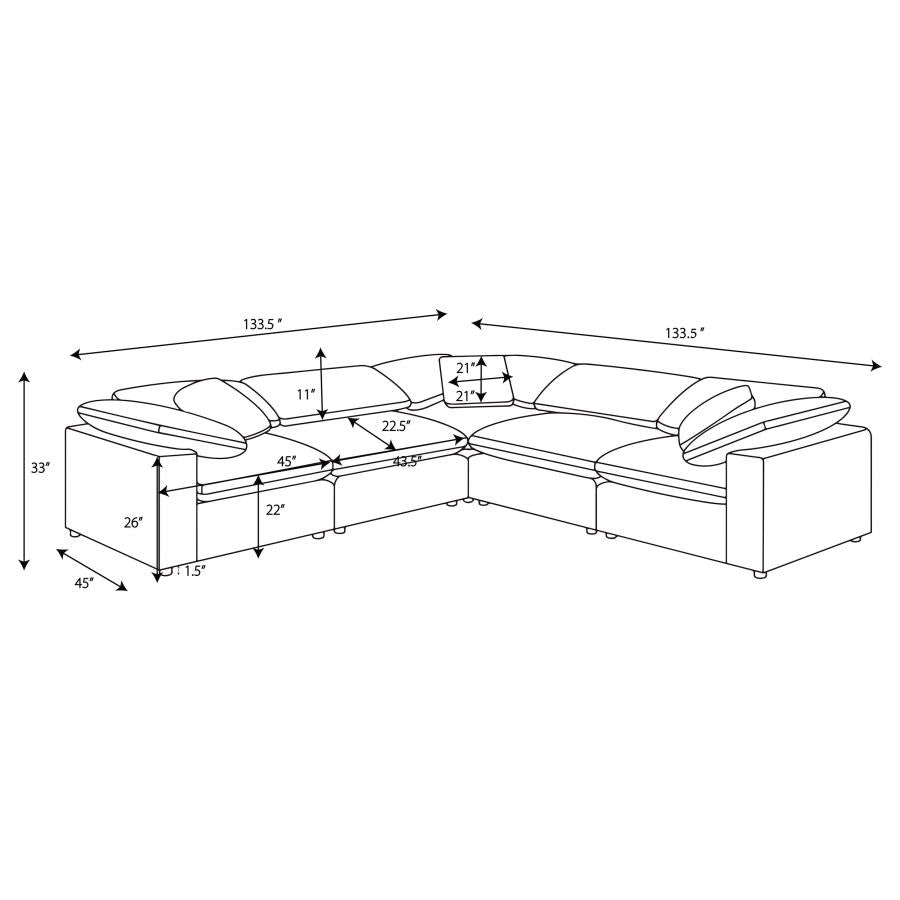 Raleigh 5-piece Boucle Upholstered Modular Sectional Grey - 551754-SETB