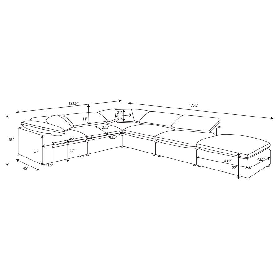 Raleigh 6-piece Boucle Upholstered Modular Sectional Grey - 551754-SET