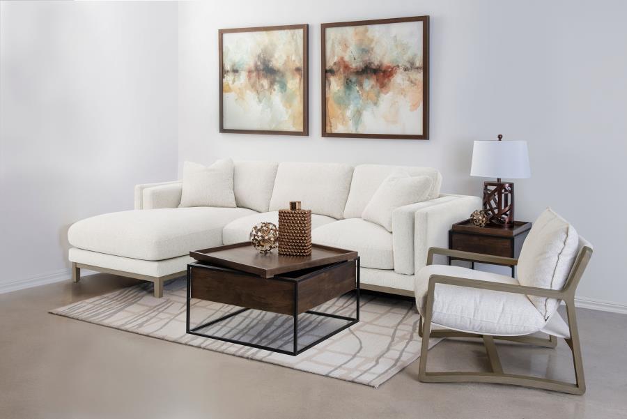 Geneva Boucle Upholstered Sectional Chaise Sofa Sand - 551777