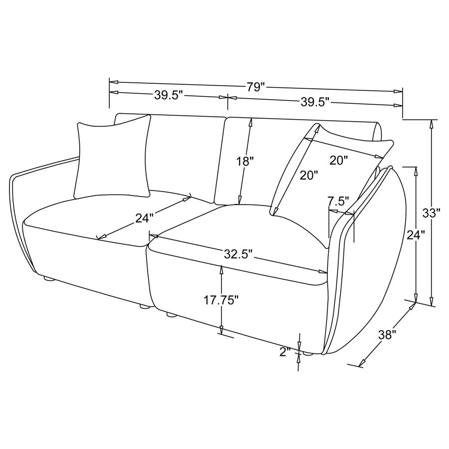 Elysia Chenille Upholstered Modular Lounge Loveseat Coral - 551891-LOVE