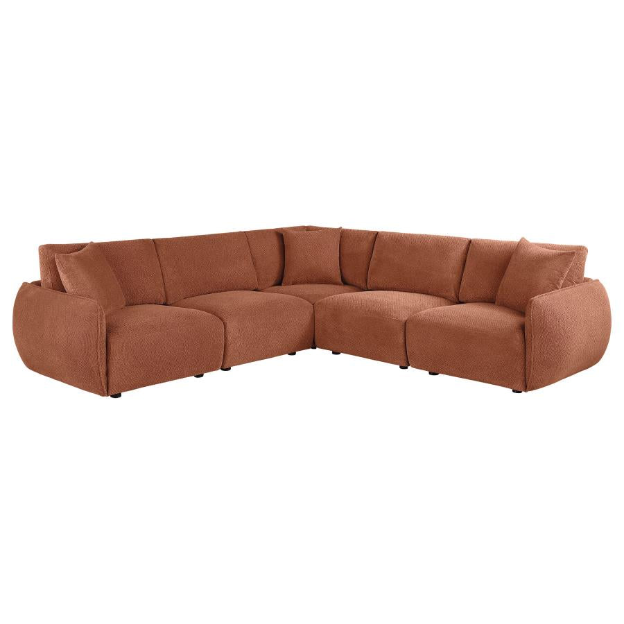 Elysia 5-piece Chenille Upholstered Modular Sectional Sofa Coral - 551891-SETA