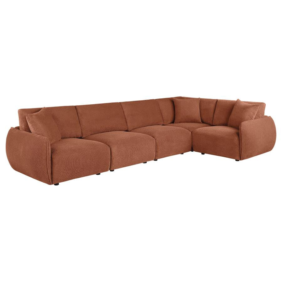 Elysia 5-piece Chenille Upholstered Modular Sectional Sofa Coral - 551891-SETA