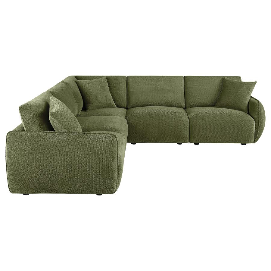 Elysia 5-piece Chenille Upholstered Modular Sectional Sofa Green - 551895-SETA