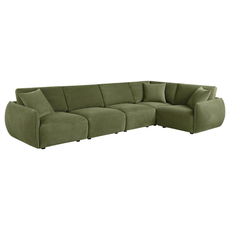 Elysia 5-piece Chenille Upholstered Modular Sectional Sofa Green - 551895-SETA