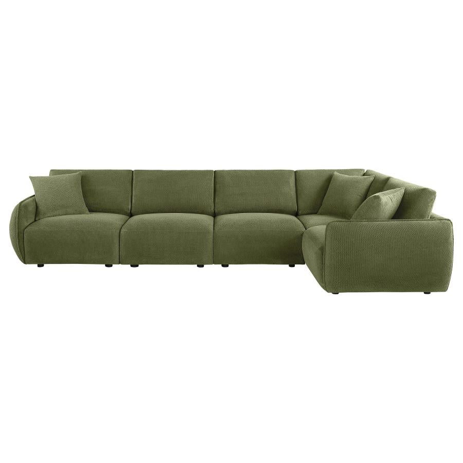 Elysia 5-piece Chenille Upholstered Modular Sectional Sofa Green - 551895-SETA