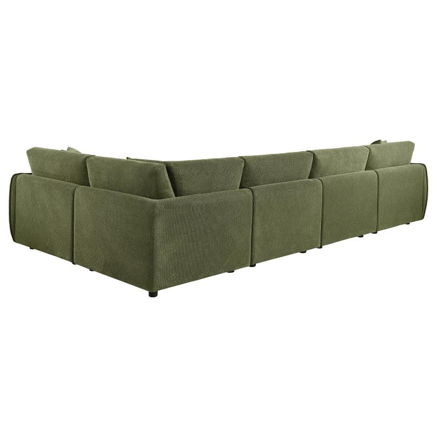 Elysia 5-piece Chenille Upholstered Modular Sectional Sofa Green - 551895-SETA