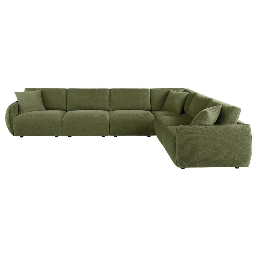 Elysia 6-piece Chenille Upholstered Modular Sectional Sofa Green - 551895-SET