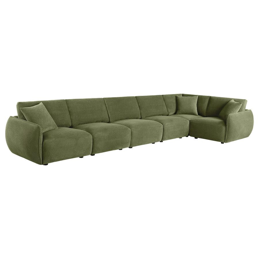 Elysia 6-piece Chenille Upholstered Modular Sectional Sofa Green - 551895-SET