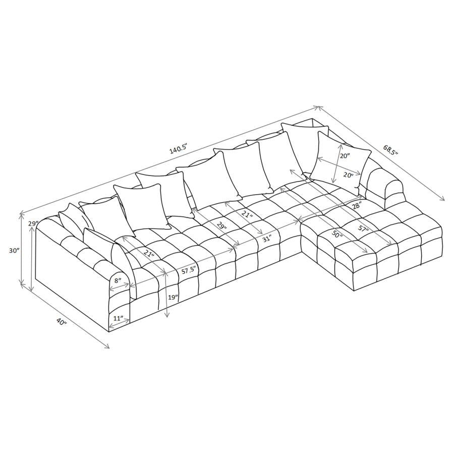 Amara 3-Piece Upholstered Sectional Sofa - 551911-SETA