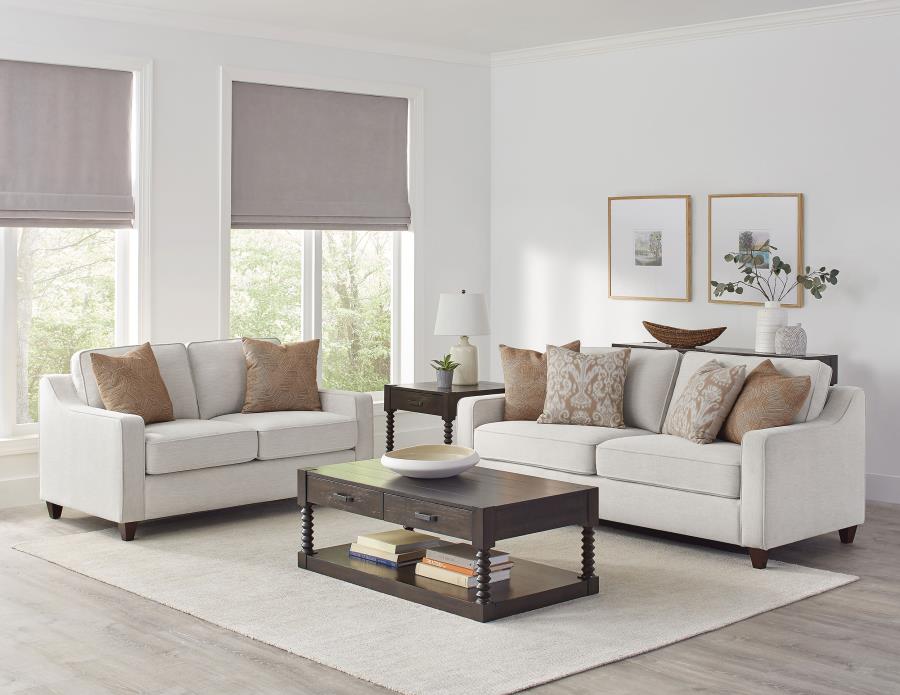 Christine 2-piece Upholstered Sloped Arm Sofa Set Beige - 552061-S2