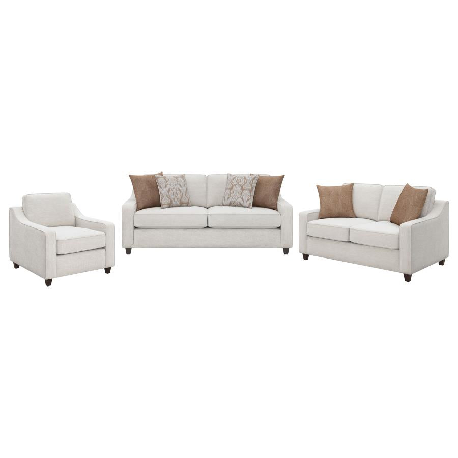 Christine 3-piece Upholstered Sloped Arm Sofa Set Beige - 552061-S3