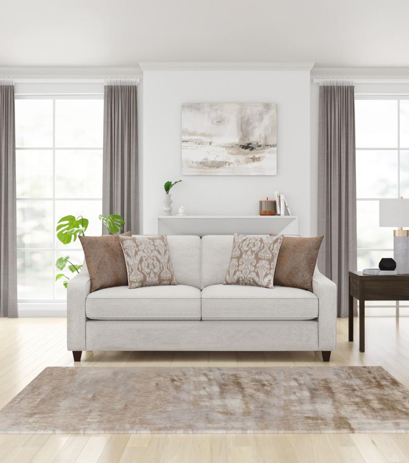 Christine Upholstered Sloped Arm Sofa Beige - 552061