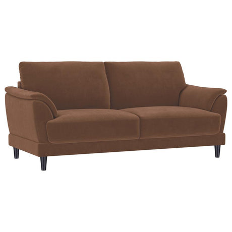 Selma 2-piece Velvet Upholstered Crescent Arm Sofa Set Rust - 552101-S2