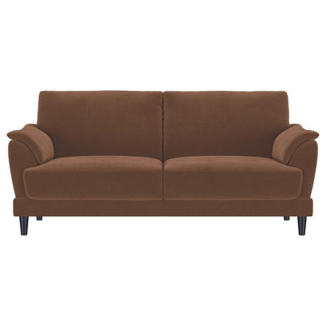 Selma 2-piece Velvet Upholstered Crescent Arm Sofa Set Rust - 552101-S2