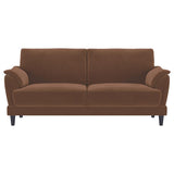 Selma 2-piece Velvet Upholstered Crescent Arm Sofa Set Rust - 552101-S2