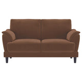 Selma 2-piece Velvet Upholstered Crescent Arm Sofa Set Rust - 552101-S2