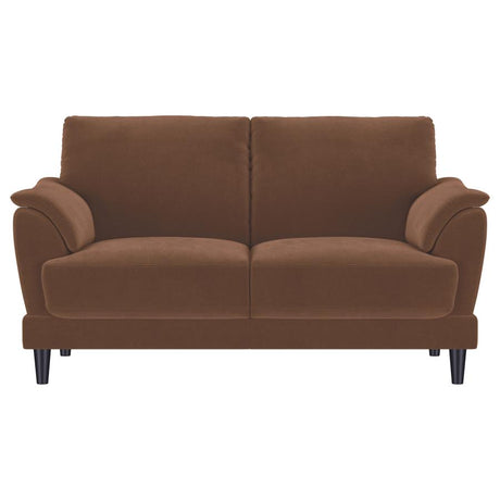 Selma 2-piece Velvet Upholstered Crescent Arm Sofa Set Rust - 552101-S2