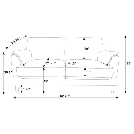 Selma 2-piece Velvet Upholstered Crescent Arm Sofa Set Rust - 552101-S2