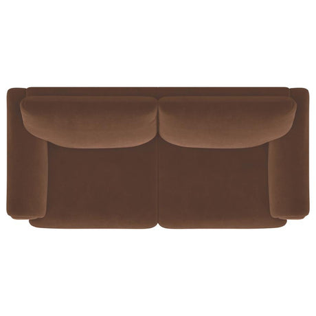 Selma Velvet Upholstered Crescent Arm Sofa Rust - 552101