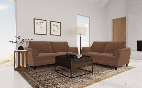 Selma Velvet Upholstered Crescent Arm Sofa Rust - 552101