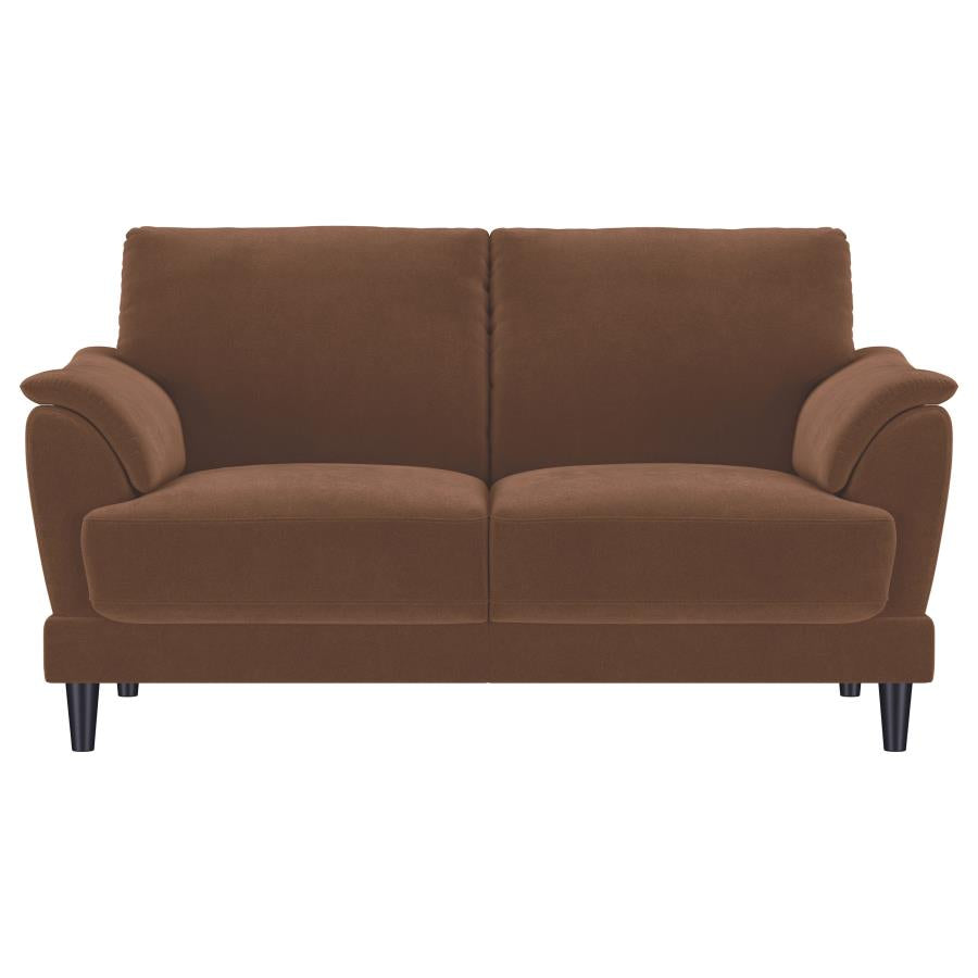 Selma Velvet Upholstered Crescent Arm Loveseat Rust - 552102