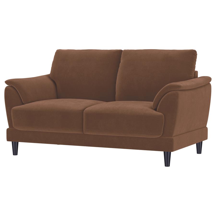Selma Velvet Upholstered Crescent Arm Loveseat Rust - 552102