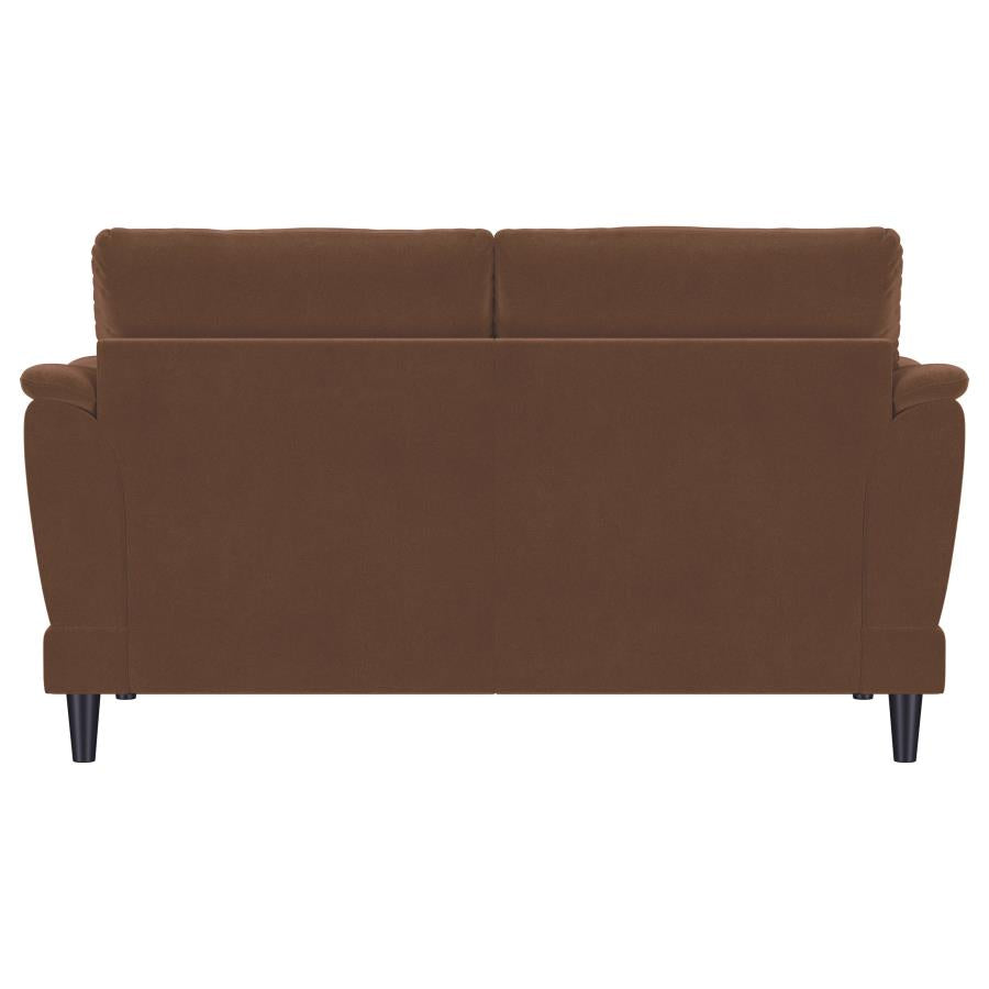Selma Velvet Upholstered Crescent Arm Loveseat Rust - 552102