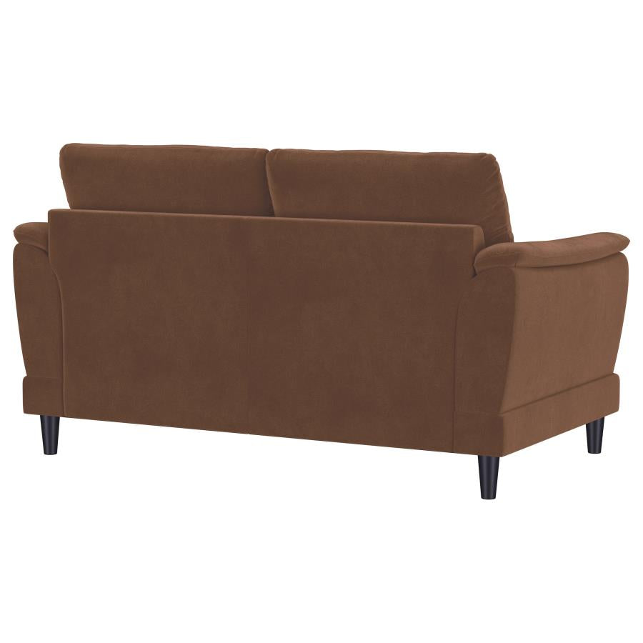 Selma Velvet Upholstered Crescent Arm Loveseat Rust - 552102