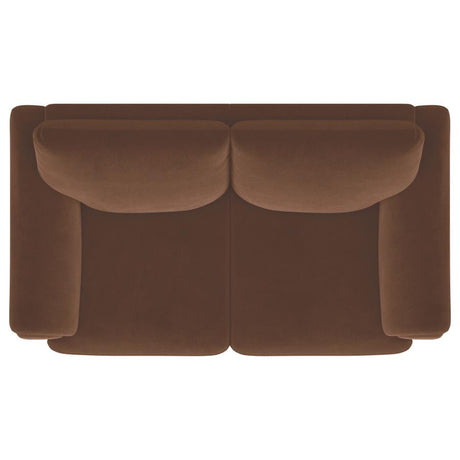 Selma Velvet Upholstered Crescent Arm Loveseat Rust - 552102
