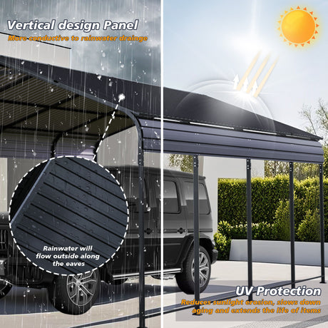Heavy Duty Carport With Galvanized Roof And Enhanced Base - Anthracite