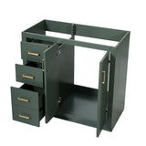 Retro Style Bathroom Vanity, 3 Drawers & Soft Closing Doors