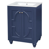 Bathroom Vanity With Ornate Elliptical Motif, Soft Close Hinges