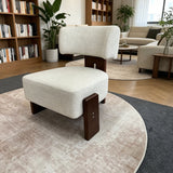 Geometric Armless Accent Chair - Beige / Brown