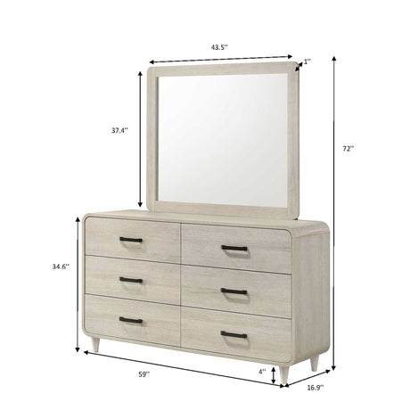 6 Drawer Dresser With Ample Storage Space - Antique White